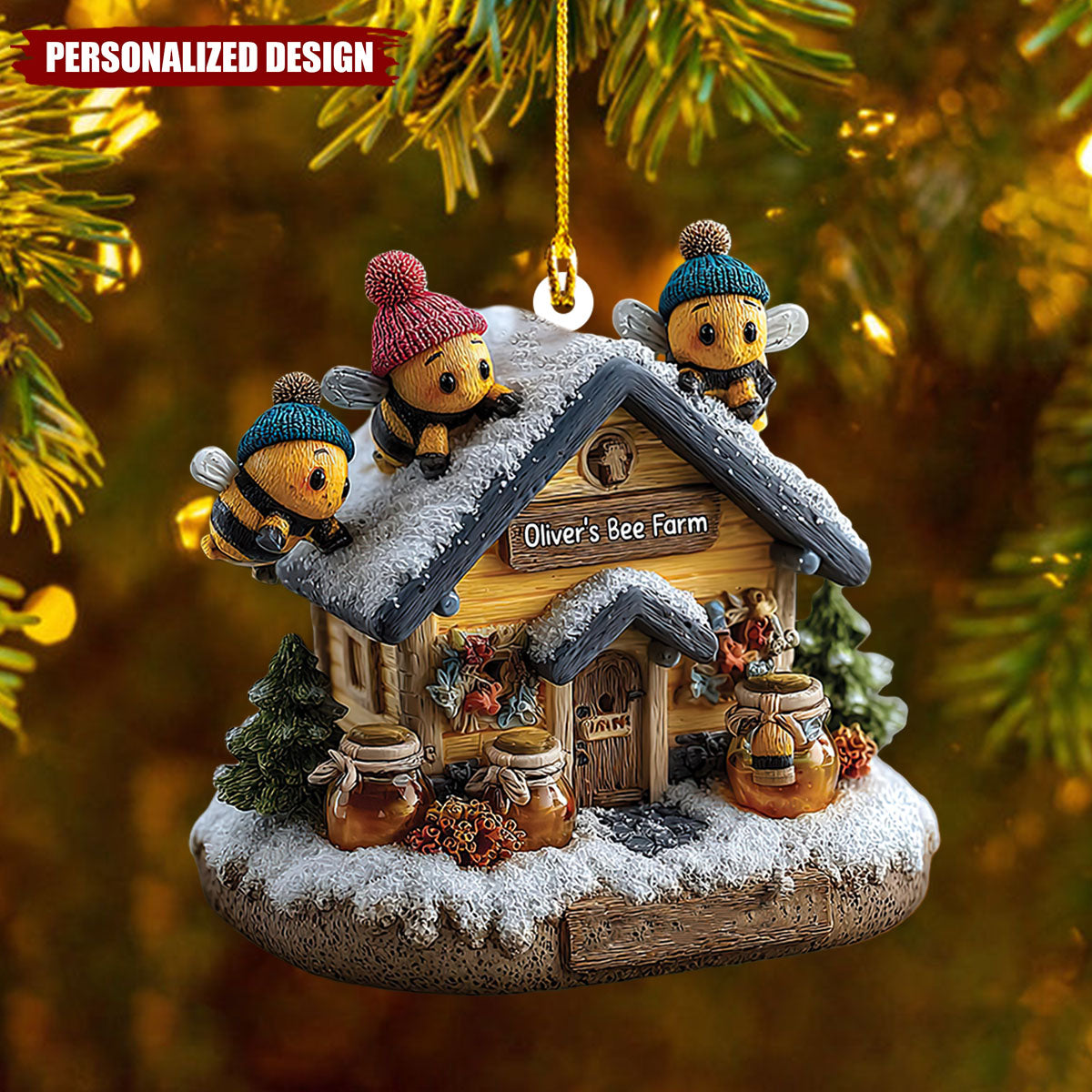 Personalized Bee Farm Christmas Ornament Gift For Beekeeper