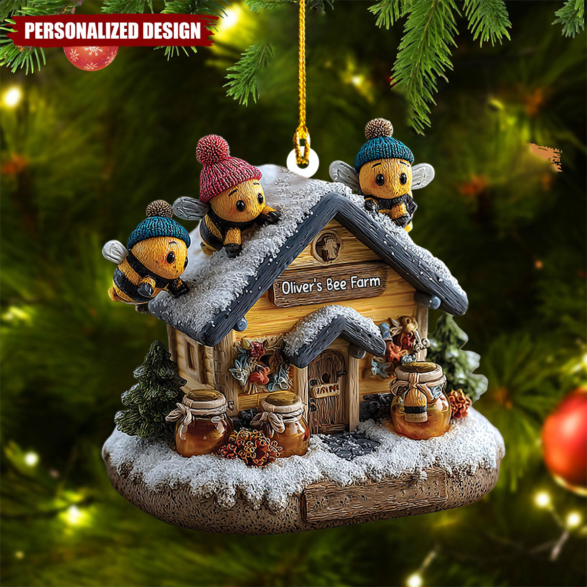 Personalized Bee Farm Christmas Ornament Gift For Beekeeper
