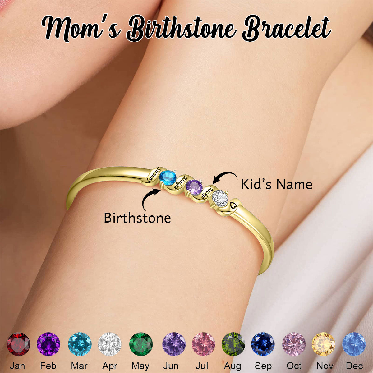 Personalized Adjustable Mom‘s Birthstone Bracelet
