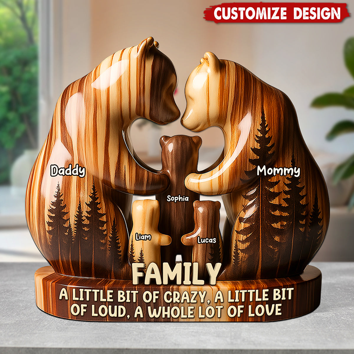 Personalized Bear Family Acrylic Plaque - Gift For Family