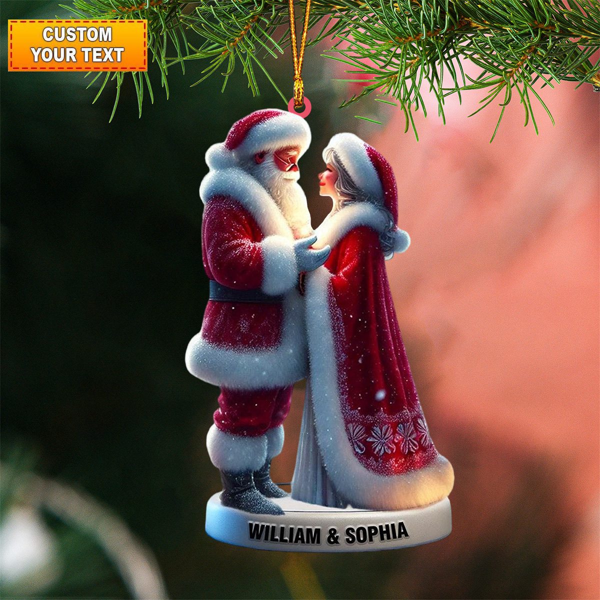 Personalized Santa and Mrs. Claus Christmas Ornament - Gift For couple