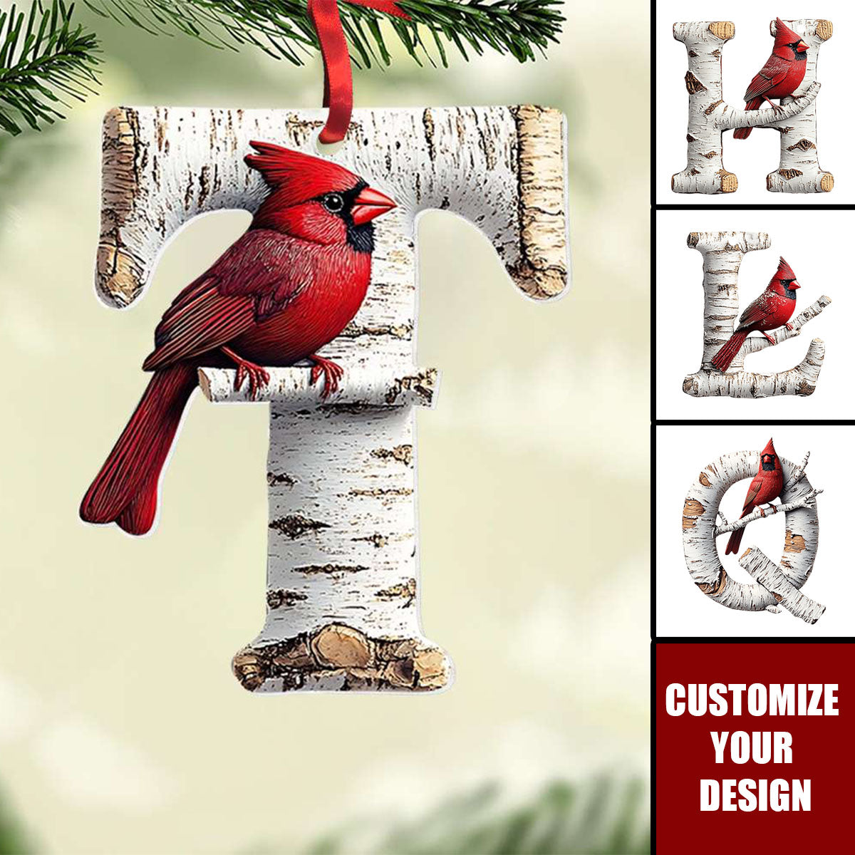 Memorial Ornament - Cardinal Letter Personalized Memorial Ornament