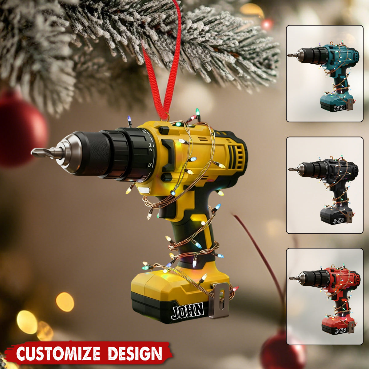 Personalized Drill Ornament - Gift For Handyman, Workshop, DIY Lovers