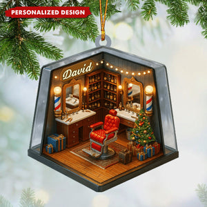 Personalized Cozy Barber Shop Christmas Ornament,Gift For Barbers And Hairstylists