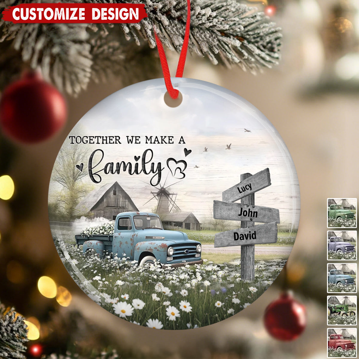 Personalized Farmhouse Old Truck Christmas Ornament - Gift For Family
