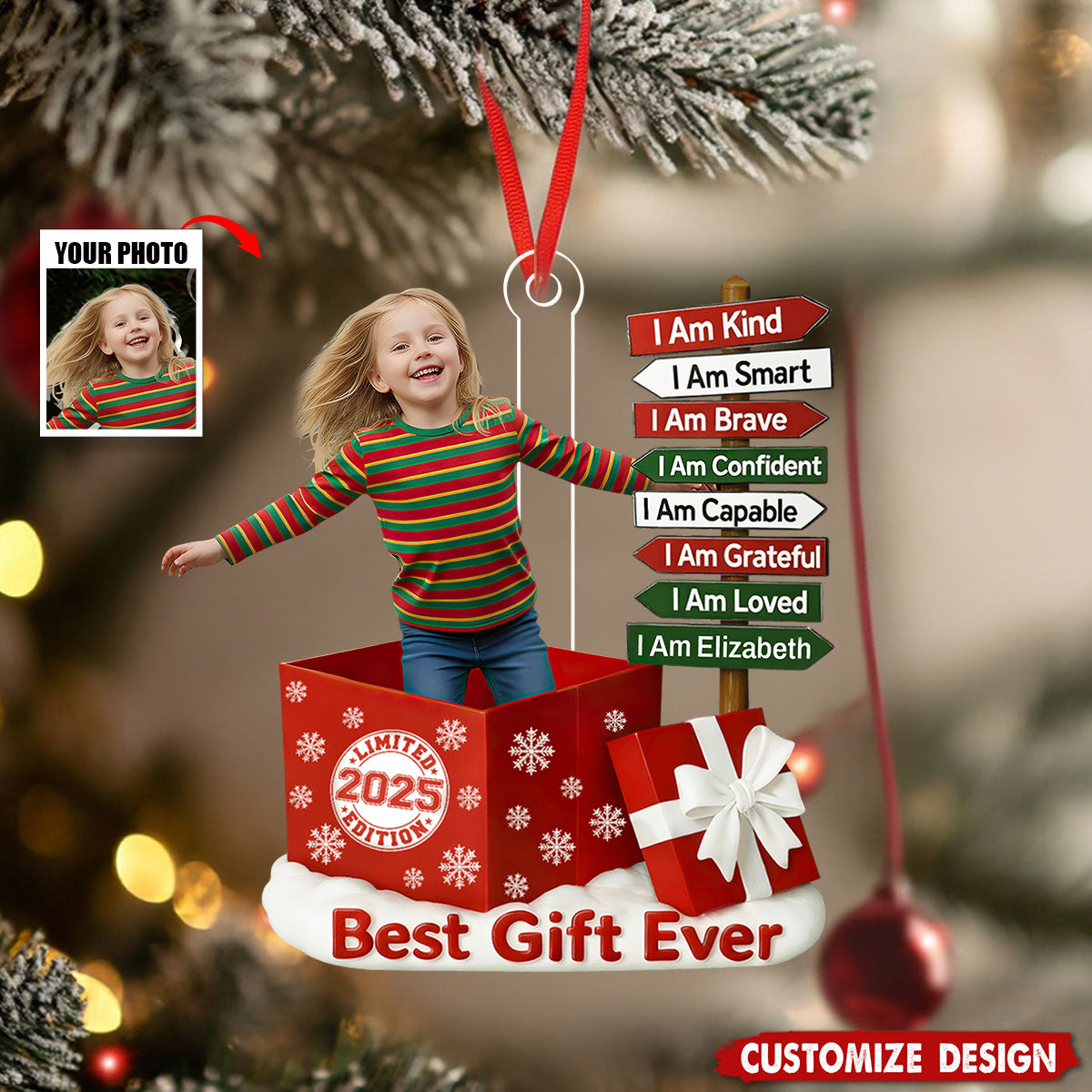 Affirmation Signpost - Personalized Acrylic Ornament For Boy Girl