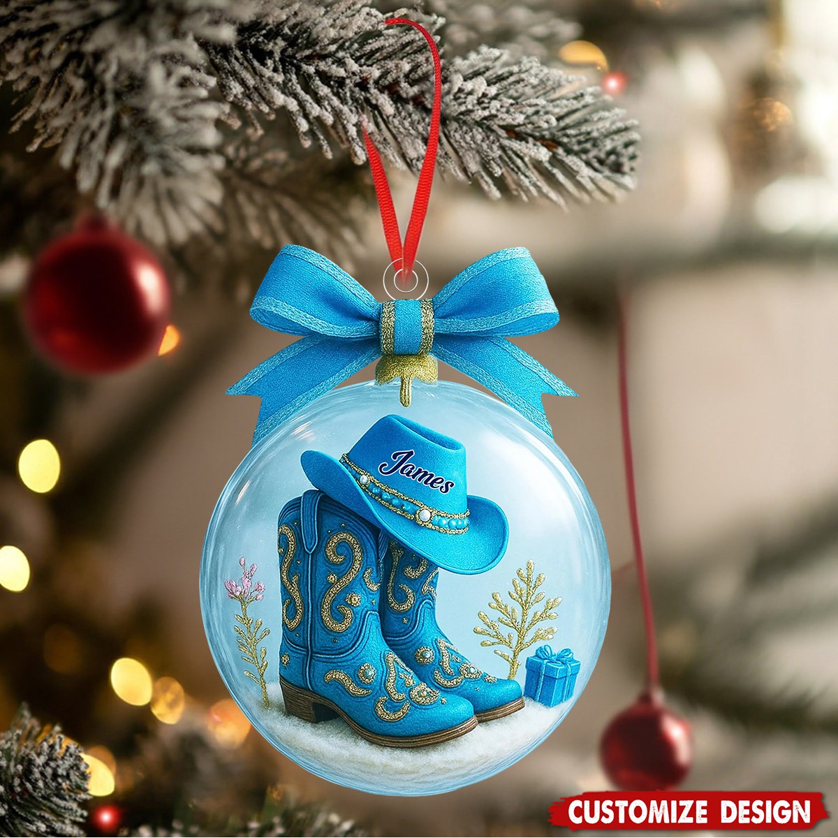 Personalized Cowgirl Cowboy Boots Ornament - Gift For Cowgirl Cowboy