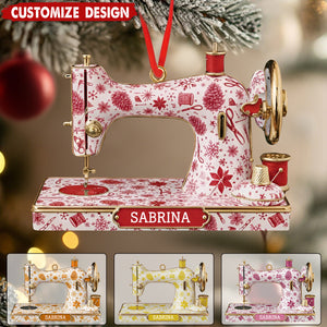 Personalized Sewing Machine Christmas Ornament – Gift for Seamstress, Quilter, Crafter