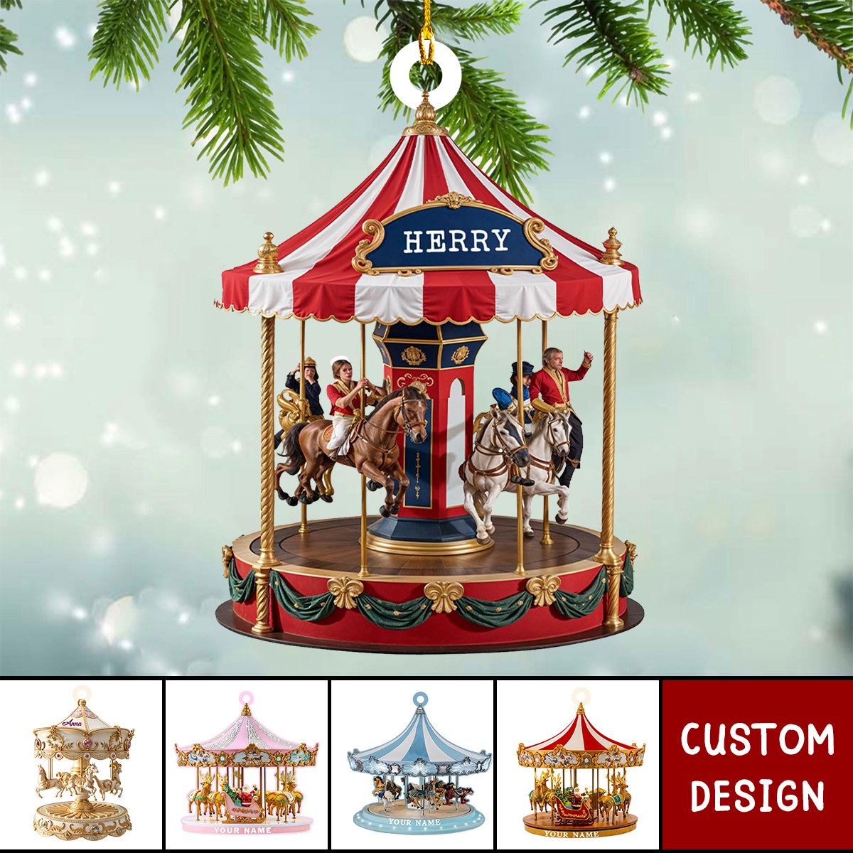 2024 New Release Personalized Carousel Christmas Ornament
