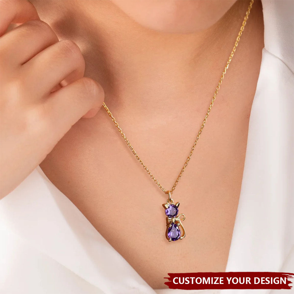 Personalized Cat Dog Bow Birthstone Necklace Dainty Jewelry Birthday Mother's Day Gift for Women Pet Lovers