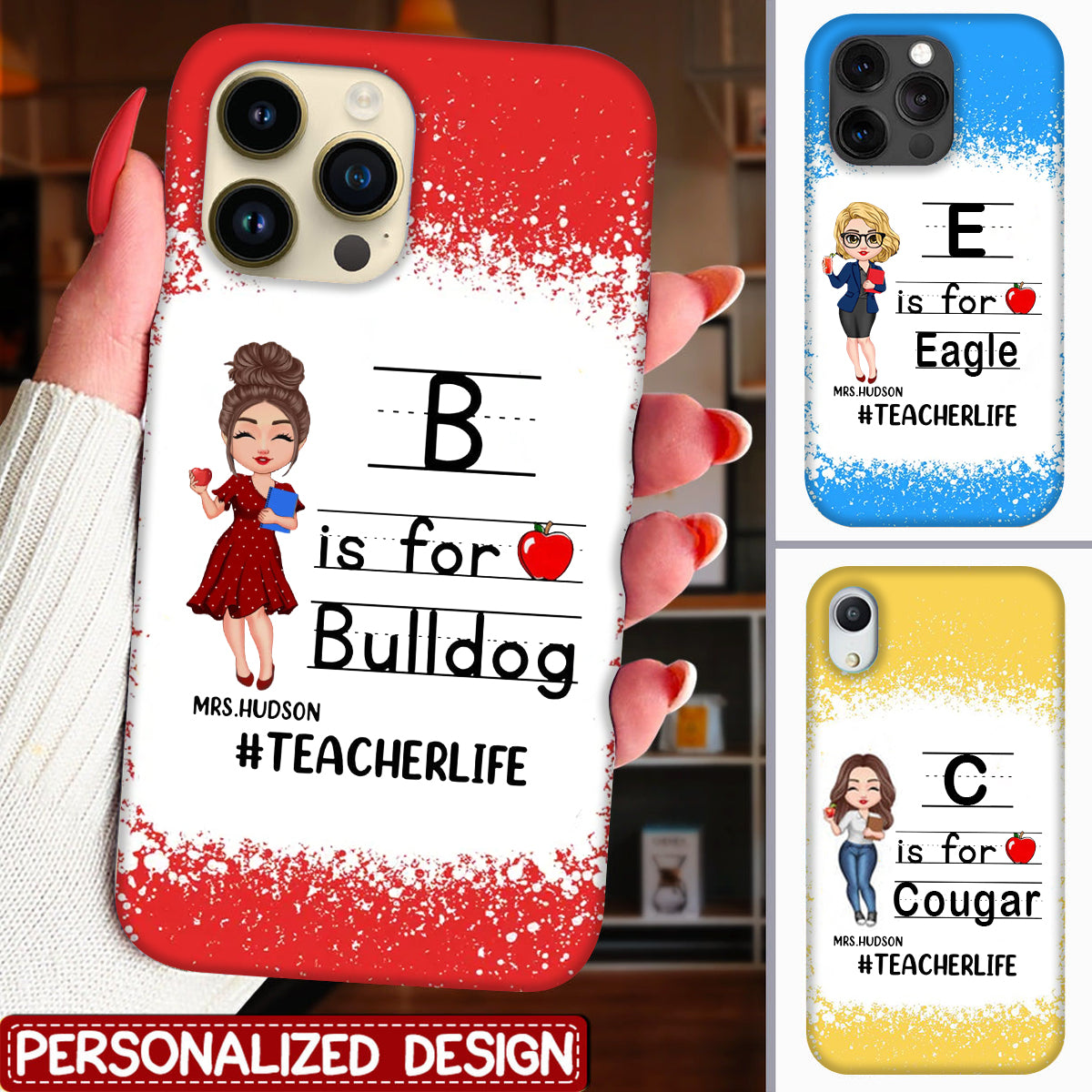 Personalized School Mascot Custom Teacher Phone case, Custom Gifts For Teacher