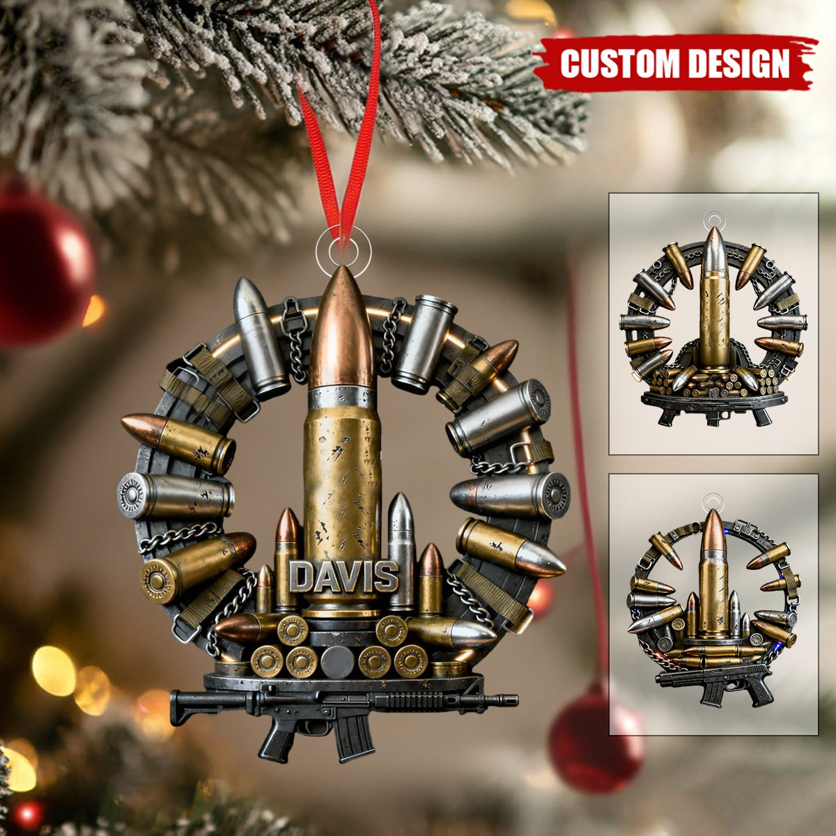 Personalized Gun Bullet Ornament - Gift For Amry, Gun Lovers