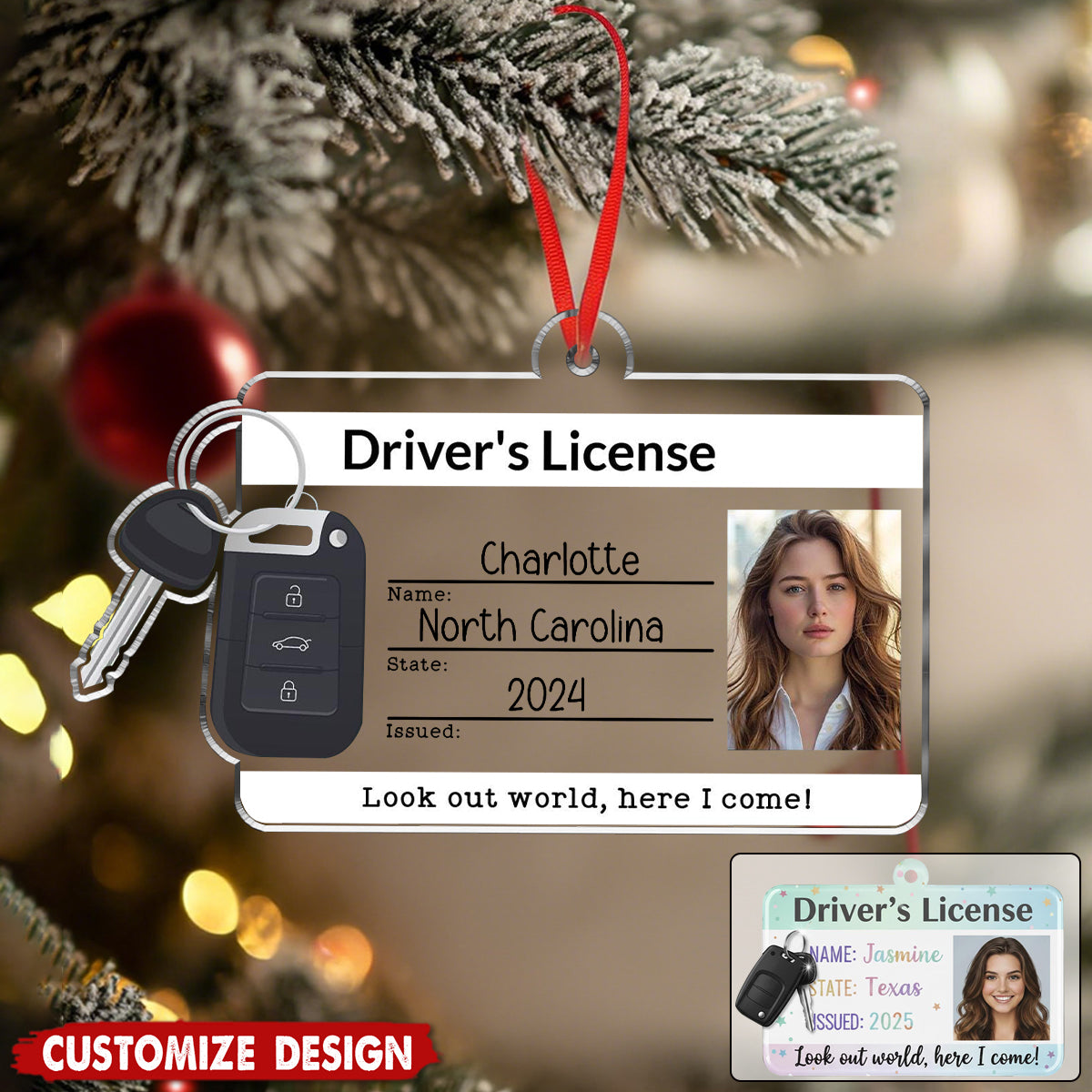 Personalized New Driver Ornament 2025, Drivers License Ornament, Gift for New Driver, Driving Ornament, Drivers Permit Christmas Ornament