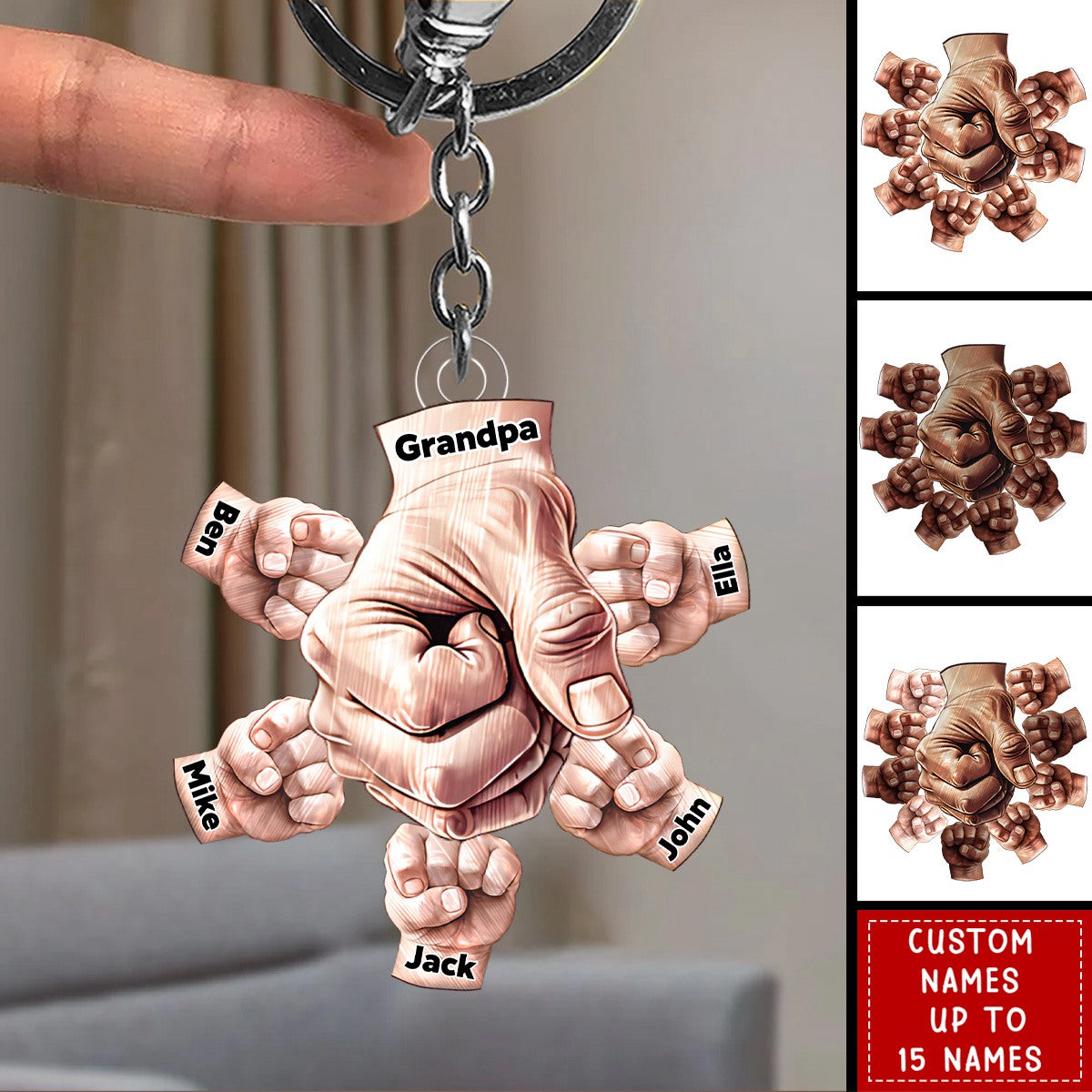 Happy Father‘s Day To Amazing Daddy/Grandpa Hands Personalized Acrylic Keychain