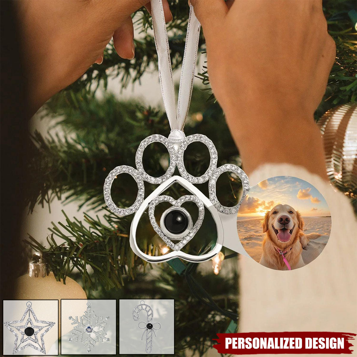 Personalized Pet Photo Projection Ornament for Christmas