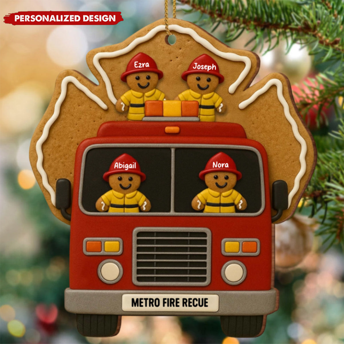Celebrate Your Heroes With Festive Firefighter Ornament, Personalized Custom Wood Gift For Firefighters And Family