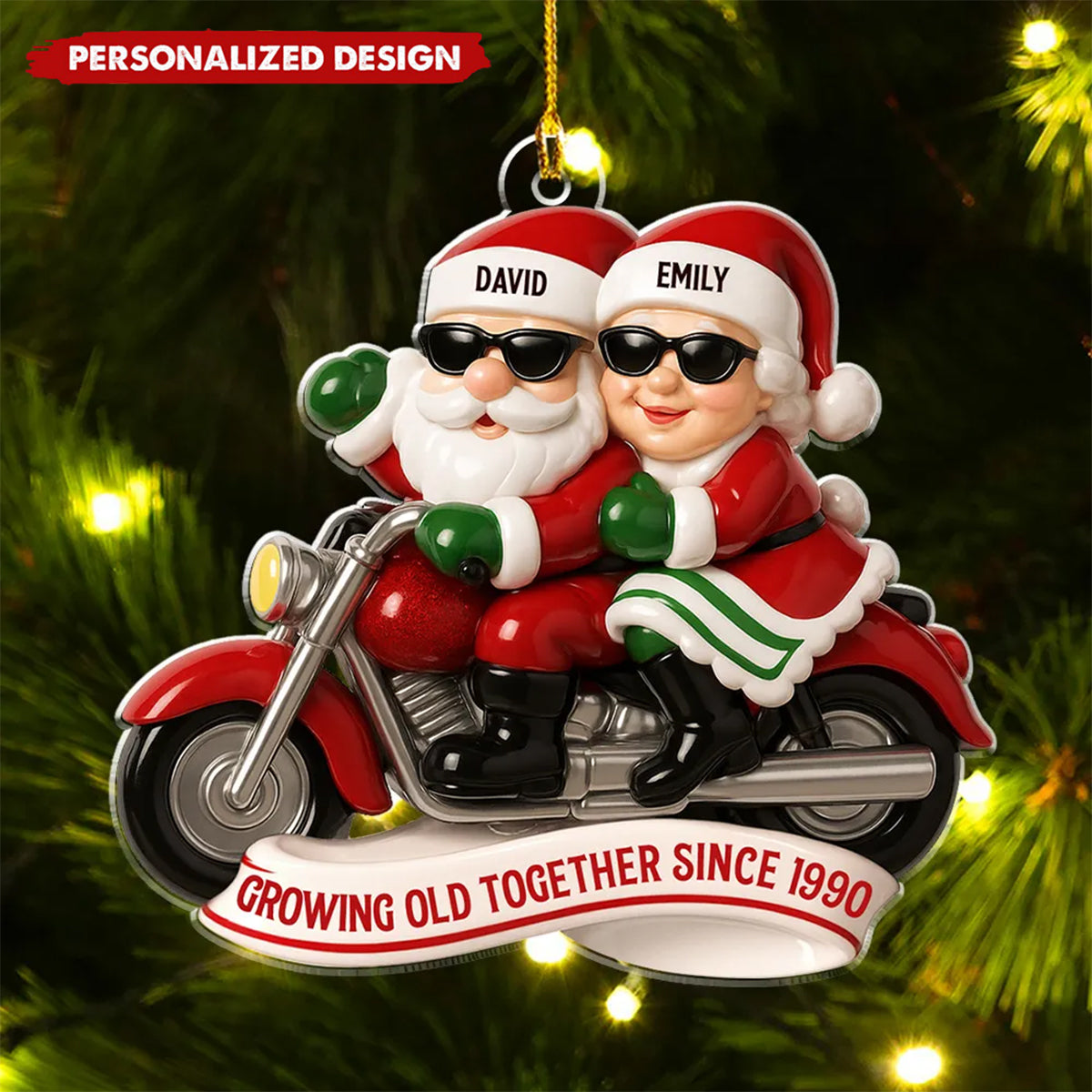 Grow Old Together Motorcycle - Personalized Custom Acrylic Ornament