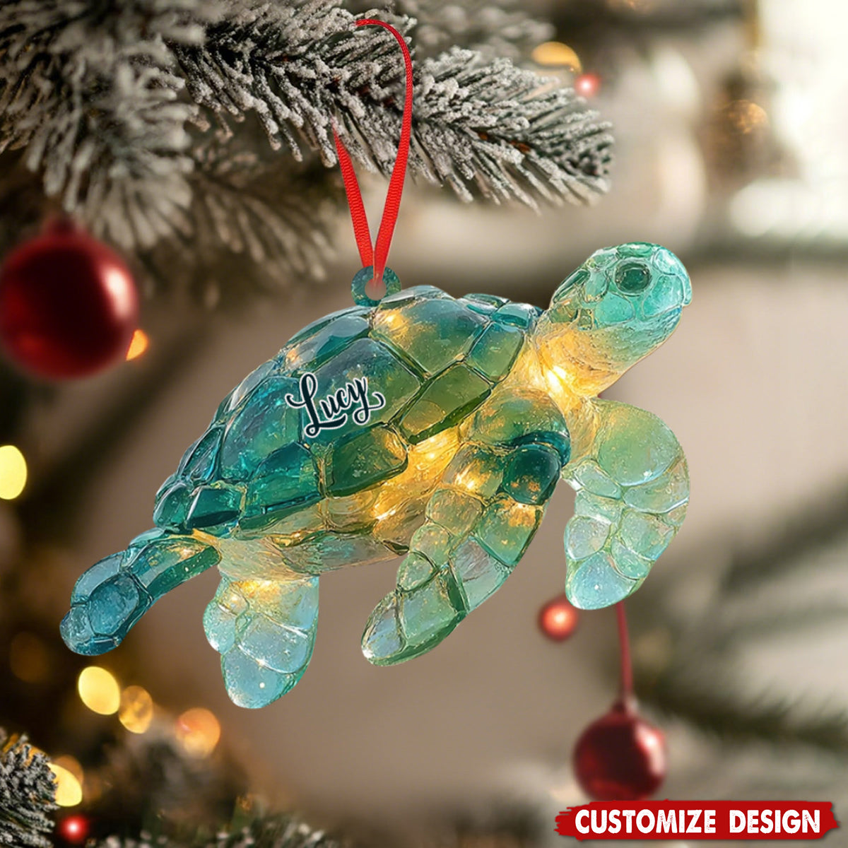 Sea Glass Ocean Such As Turtle Crab Shell Seahorse , Coastal Beach, Sea Animal Christmas Ornament