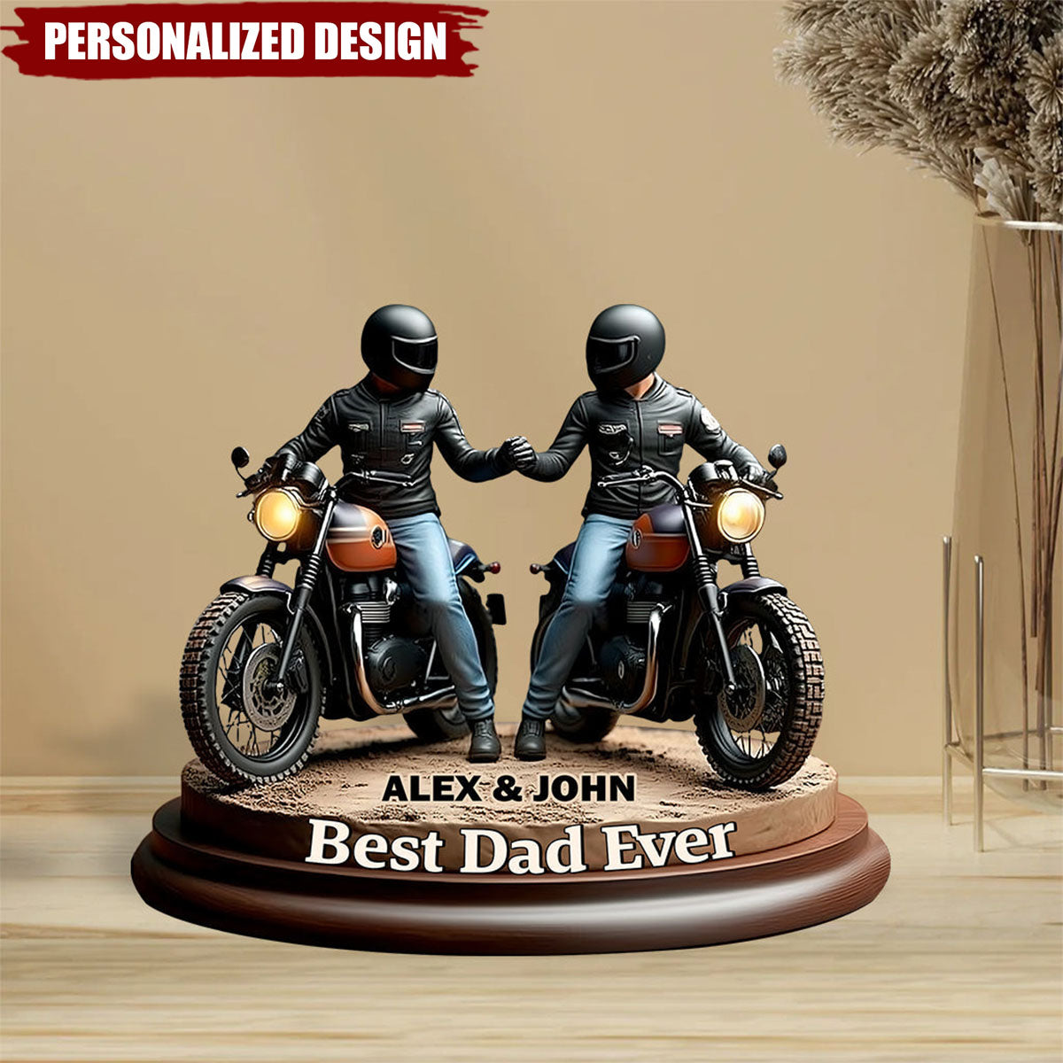 Old Biker Dad-Personalized Biker Shaped Acrylic Plaque
