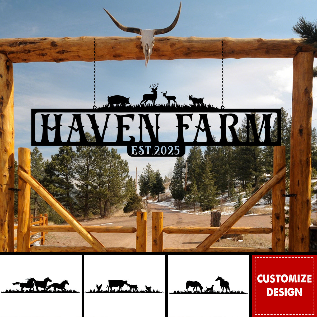 Personalized Black Metal Farm Metal Sign