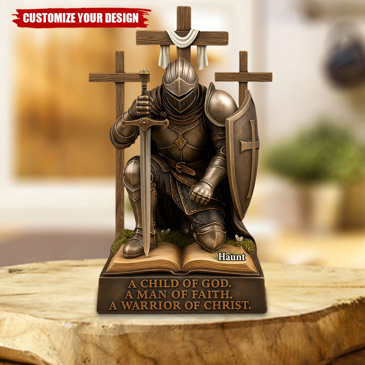 Knight Gift Knight Kneeling Down In Armor Acrylic Plaque - Personalized Gifts For ...