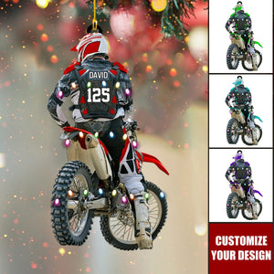 Personalized Motocross Dirt Bike Christmas Ornament, Holiday Gift for Motocross Racers