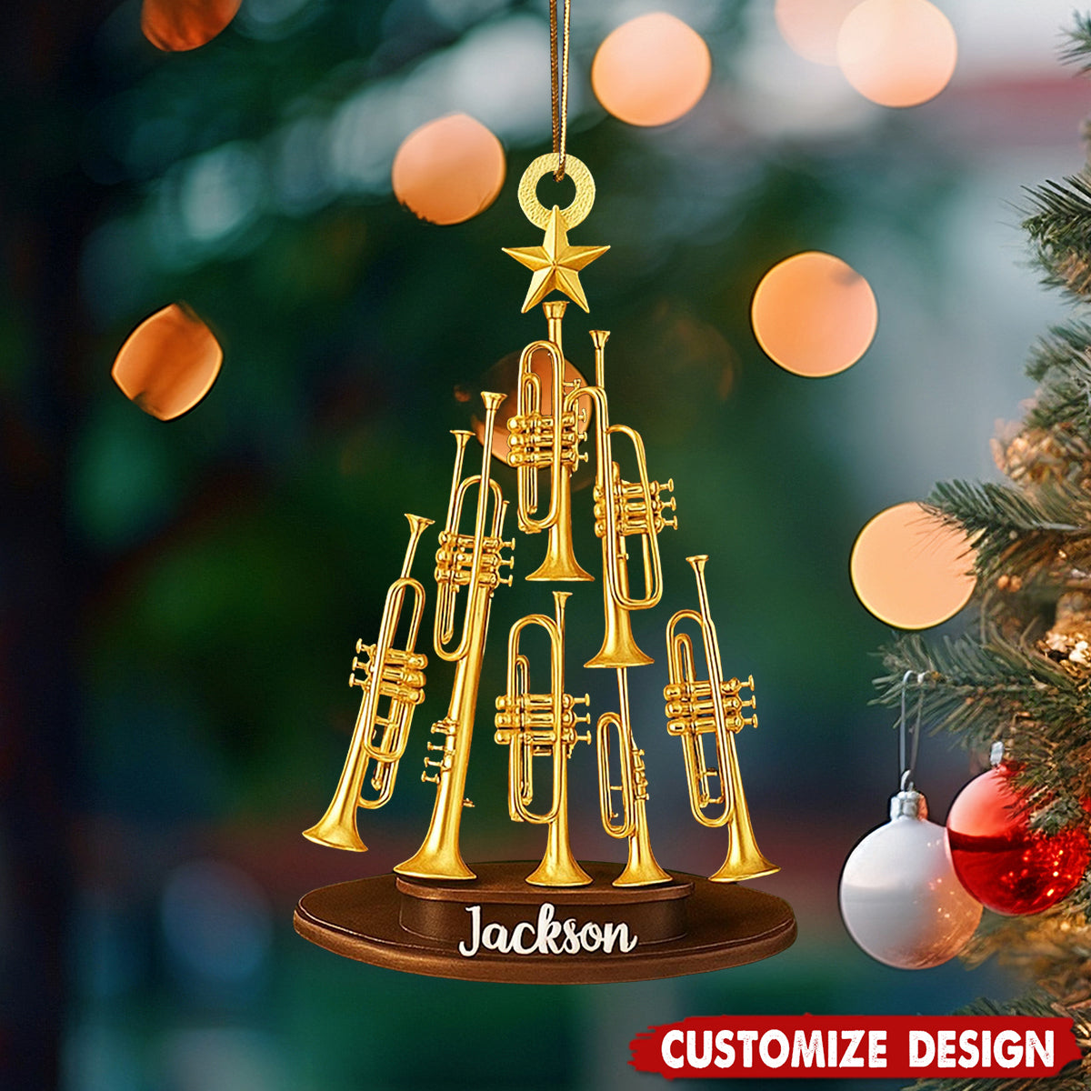 Personalized Instrument Trumpet Christmas Tree Ornament Acrylic, trumpet Ornament Gift For Musical, Trumpet Player Ornaments Gift