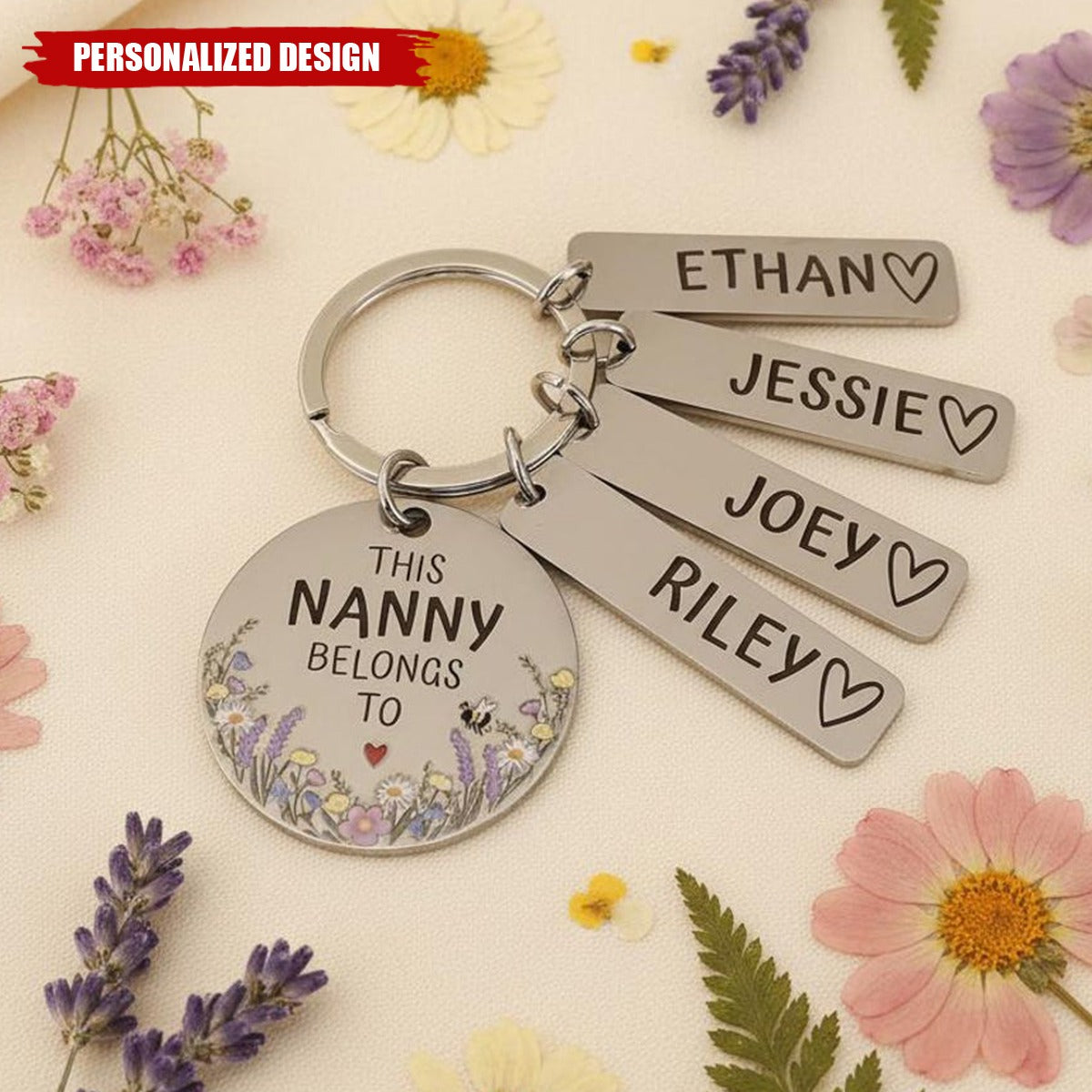Personalised Flower Family Keychain-Gift For Family
