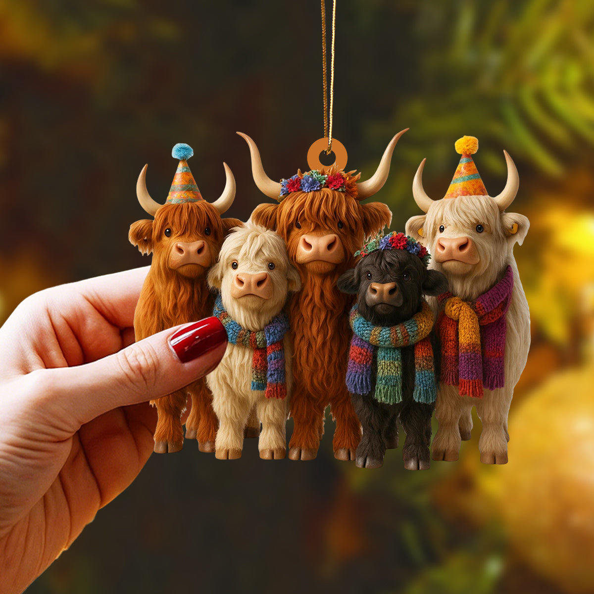 Highland Cow Christmas Ornament, Holiday Gift for Cow Lover