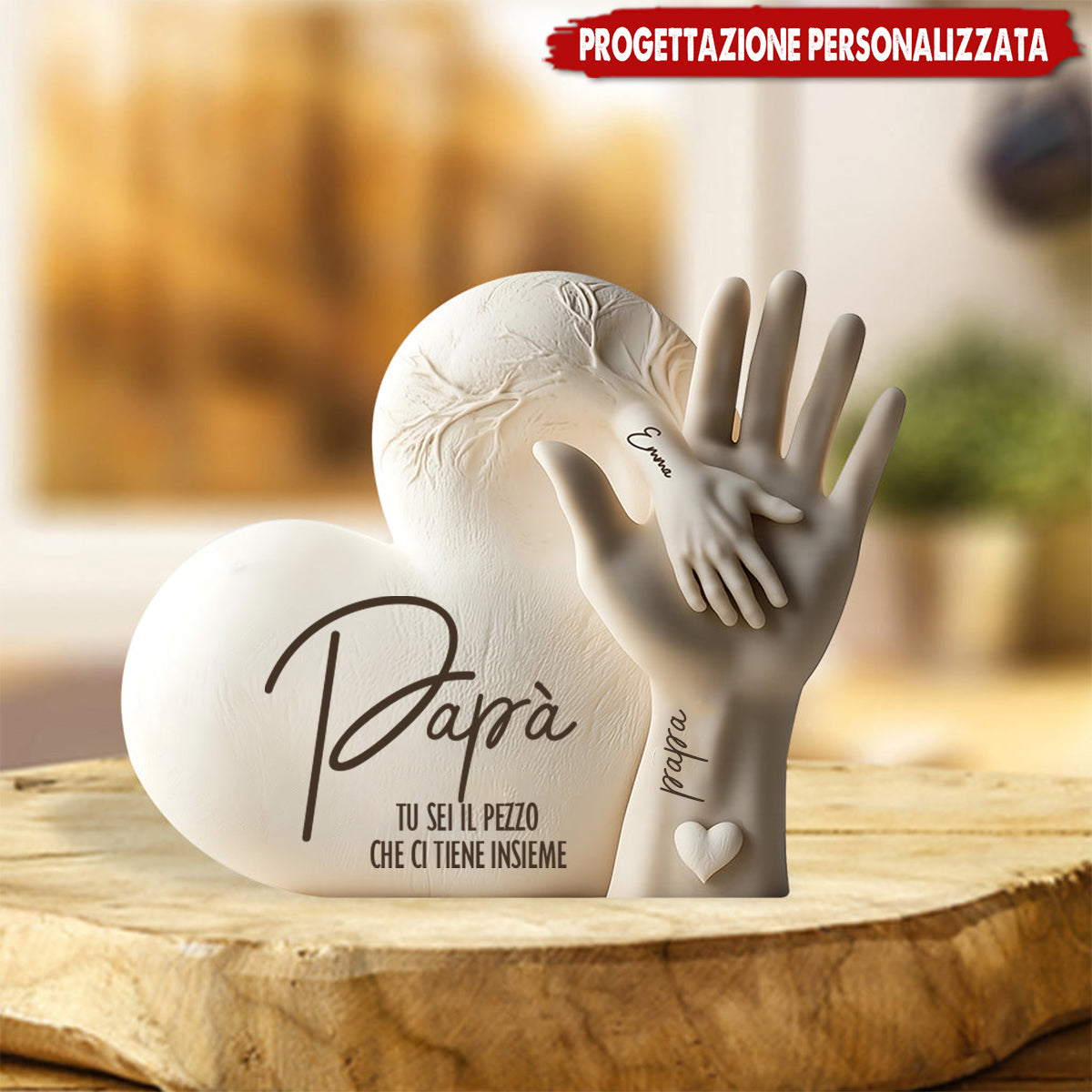 Papà, sei il pezzo che ci tiene uniti - Targa acrilica personalizzata, regalo per la festa del papà