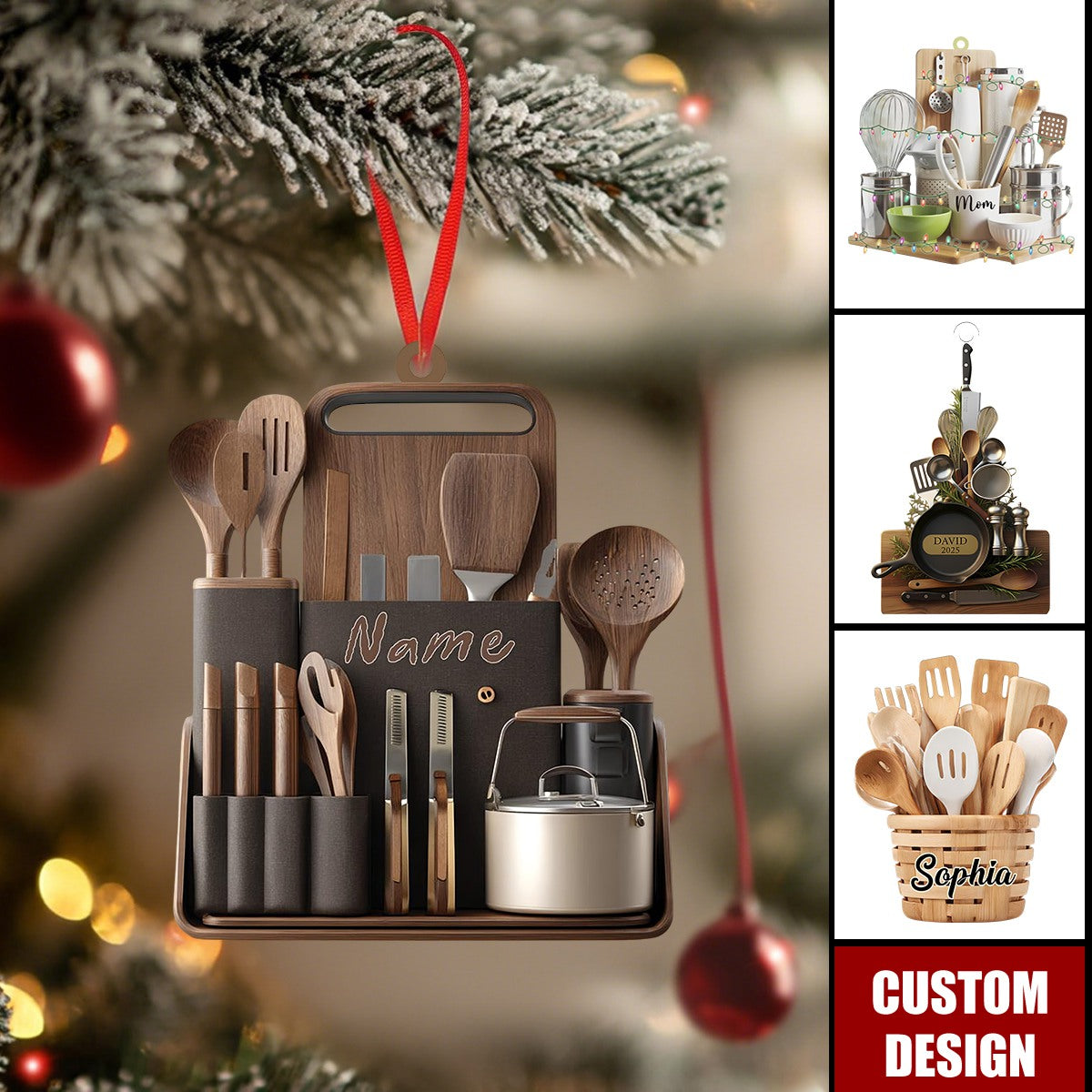 Personalized Kitchen Utensils Christmas Ornament - Gift For Food Lovers