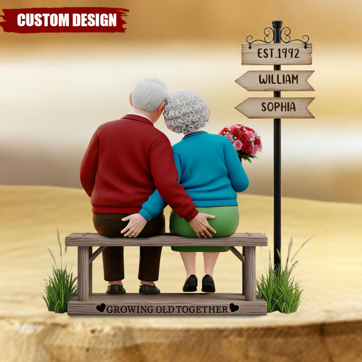 Funny Old Couple Acrylic Plaque - Personalized Gifts For Couple