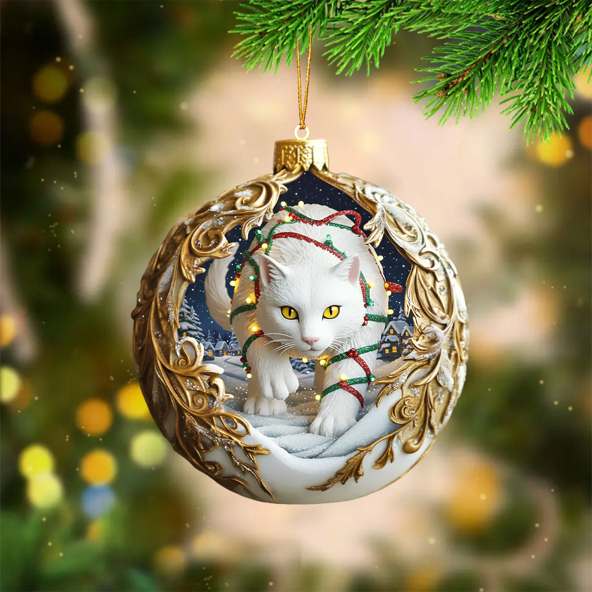 Yule Cat Christmas Hanging Ornament
