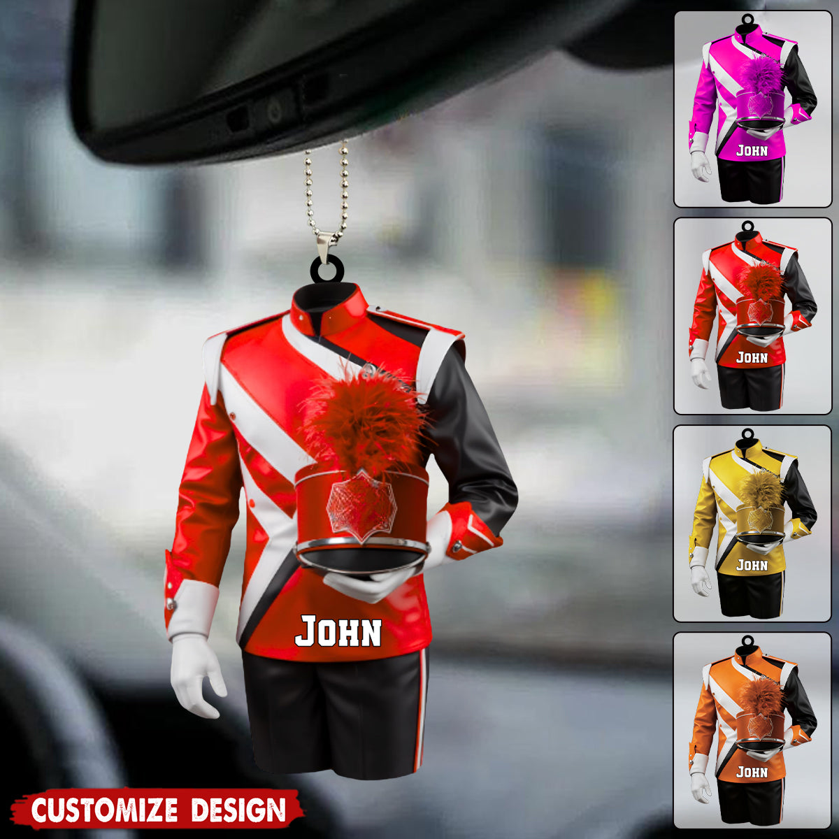 Personalized Marching Band Uniform Car Ornament - Gift For Band Leader, Music Lover
