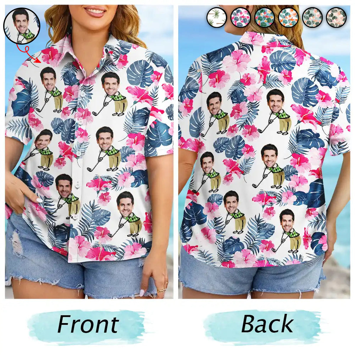 Custom Photo Golf Lovers Funny Art - Personalized Hawaiian Shirt