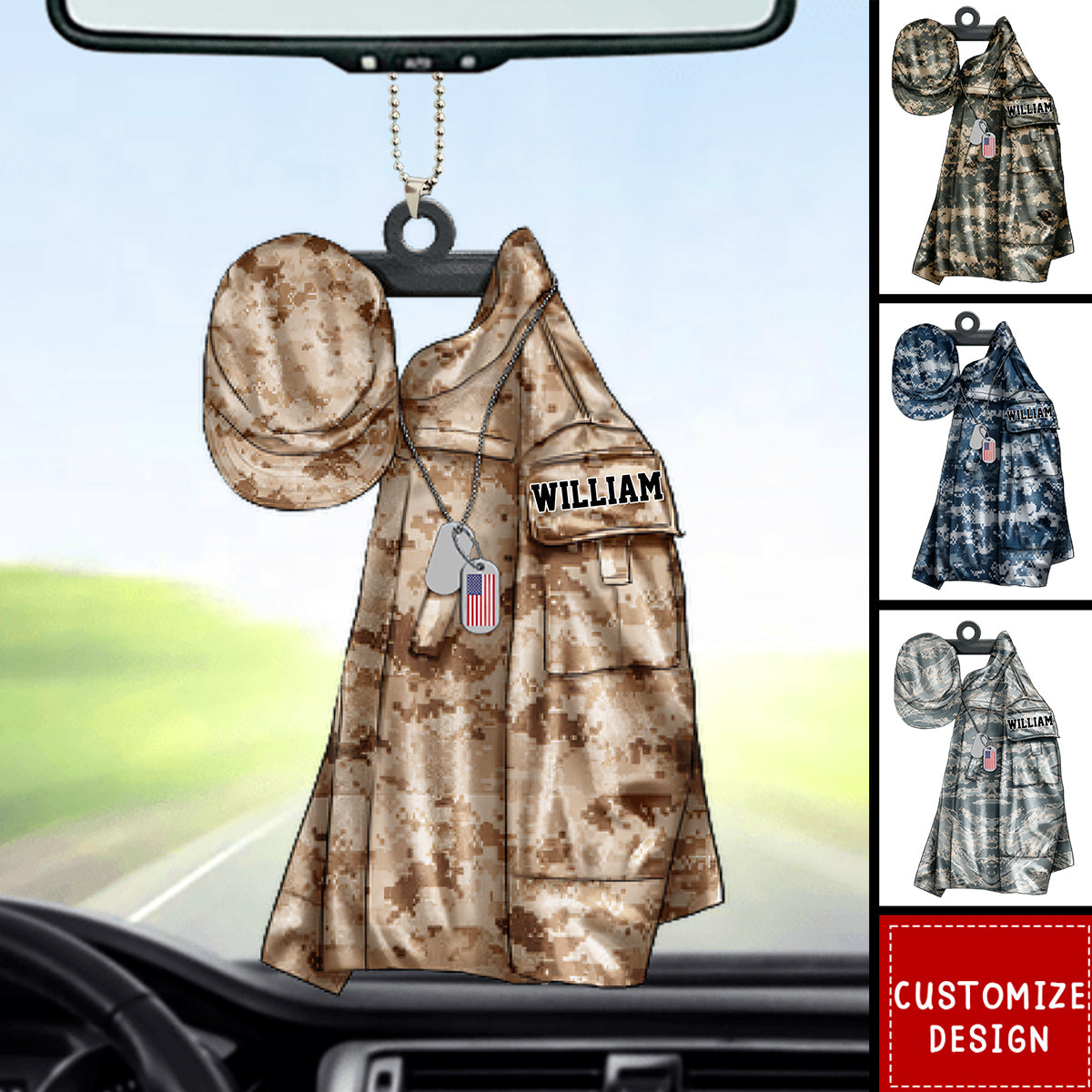 US Air Force,Army,Marine,Navy Uniform - Personalized Christmas,Car Ornament