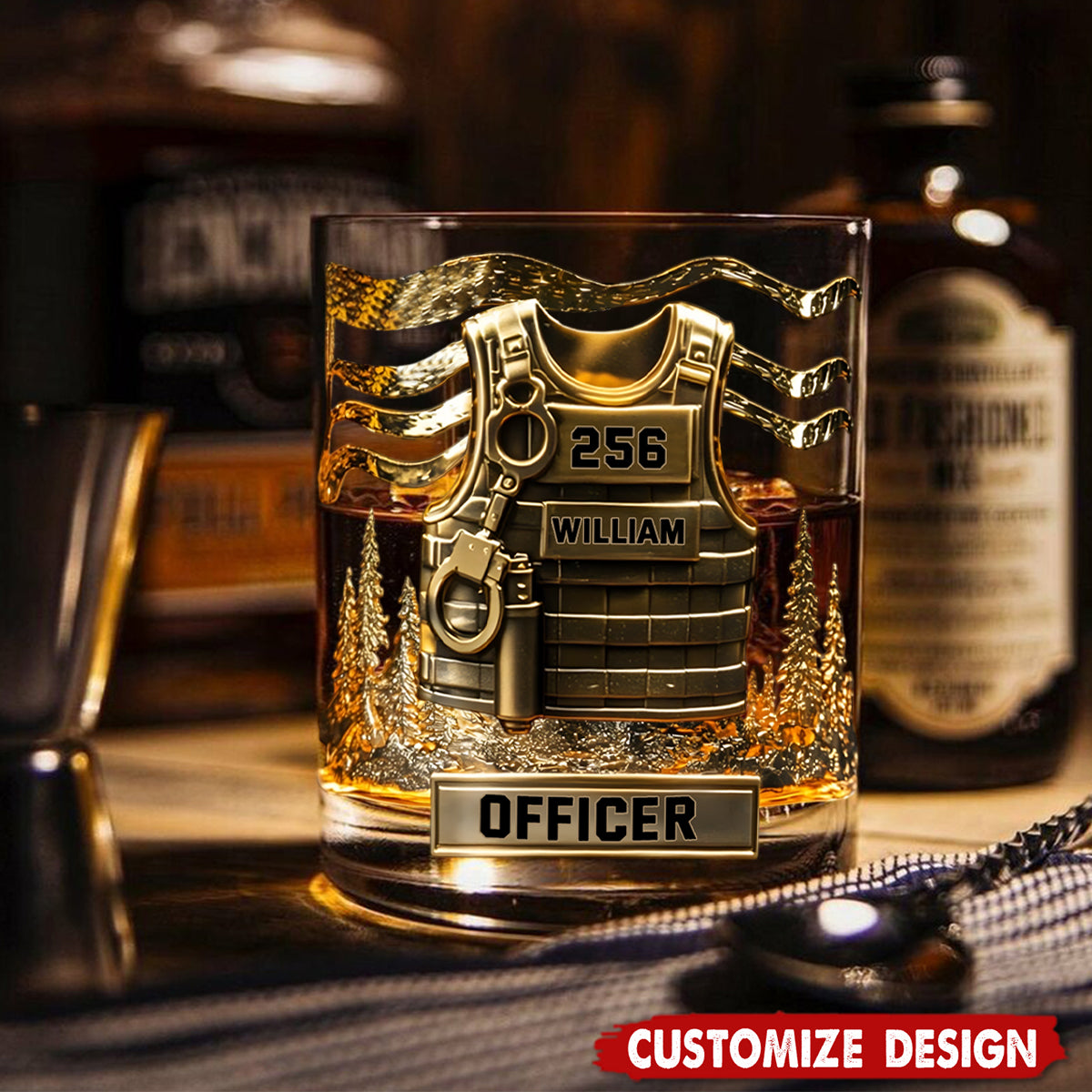 Personalized Police Officer Whiskey Glass - Serve And Protect