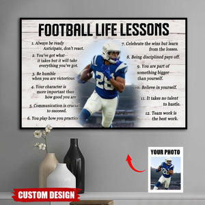 Custom Photo, Football Life Lessons-Personalized Poster, Gift For Football Lover