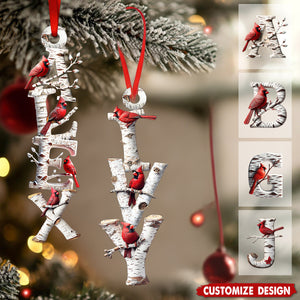 Memorial Cardinal - Personalized Your Name Letter Ornament - Gift For Heaven