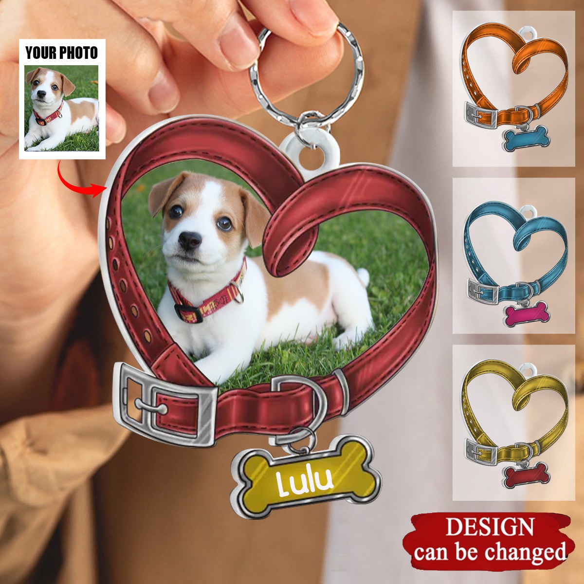 Custom Personalized Memorial Heart Shaped Dog Collar Acrylic Keychain