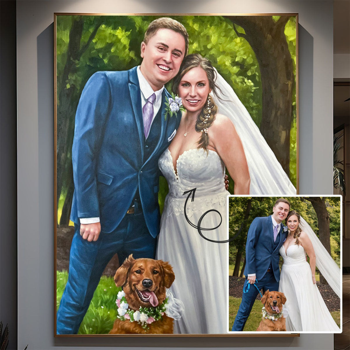 Personalized  Wedding Portrait On Canvas From Photo,Hand Painted Wedding Photo-WeddingGift