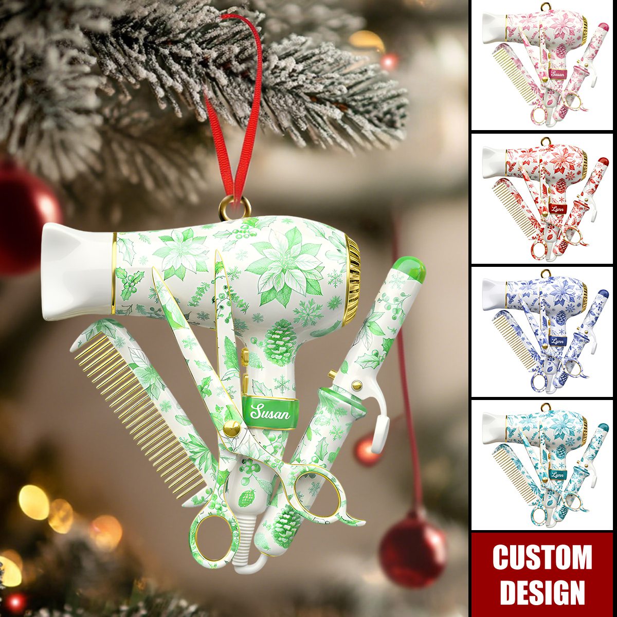 Celebrate Your Passion: Hairstylist Toile de Jouy Ornament - Personalized Christmas Gift