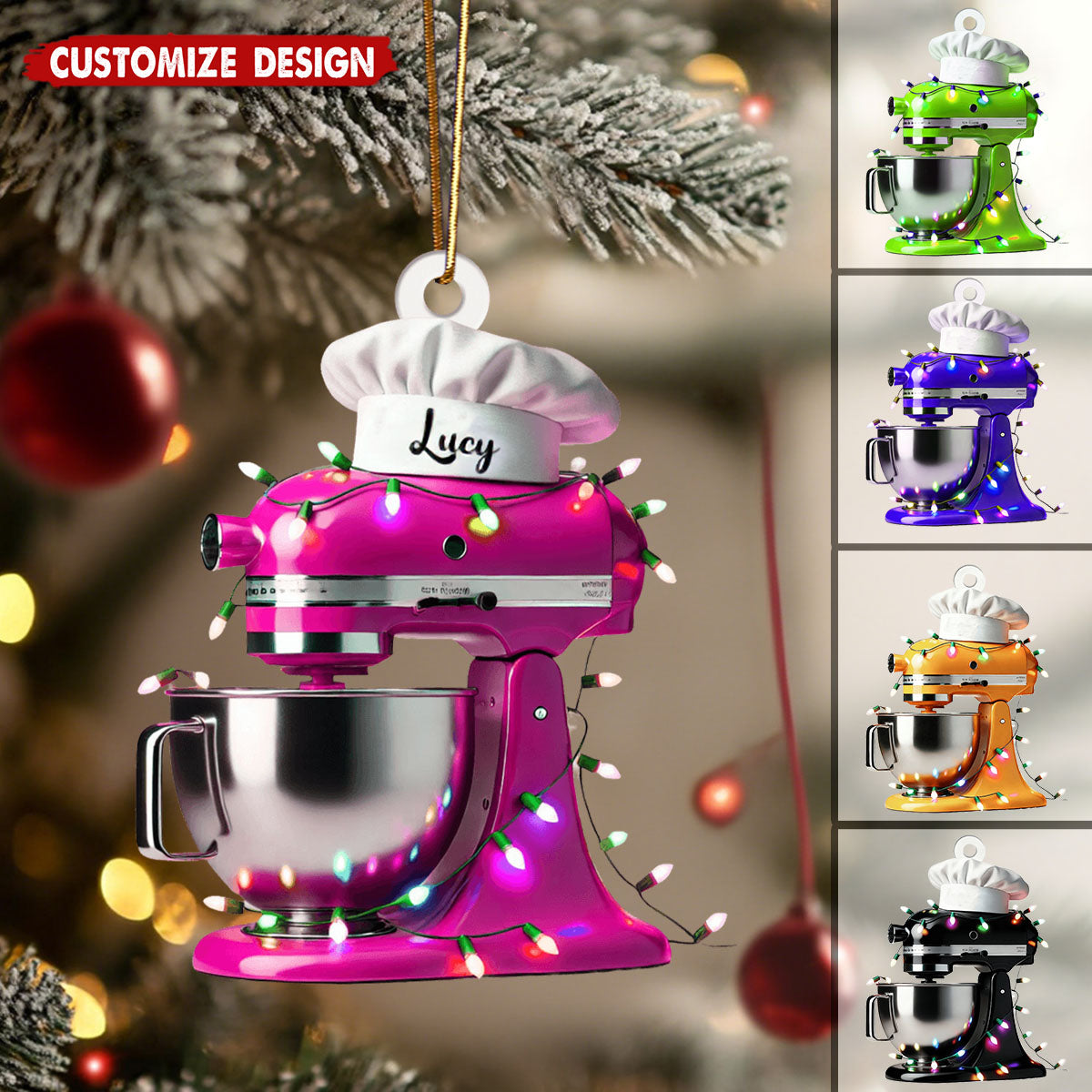 Personalized Baking Mixer Lights Christmas Ornament, Gift For Baking Lover