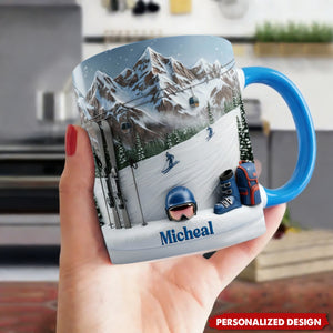Personalized Skiing Accent Mug Gifts For Skiing Lovers
