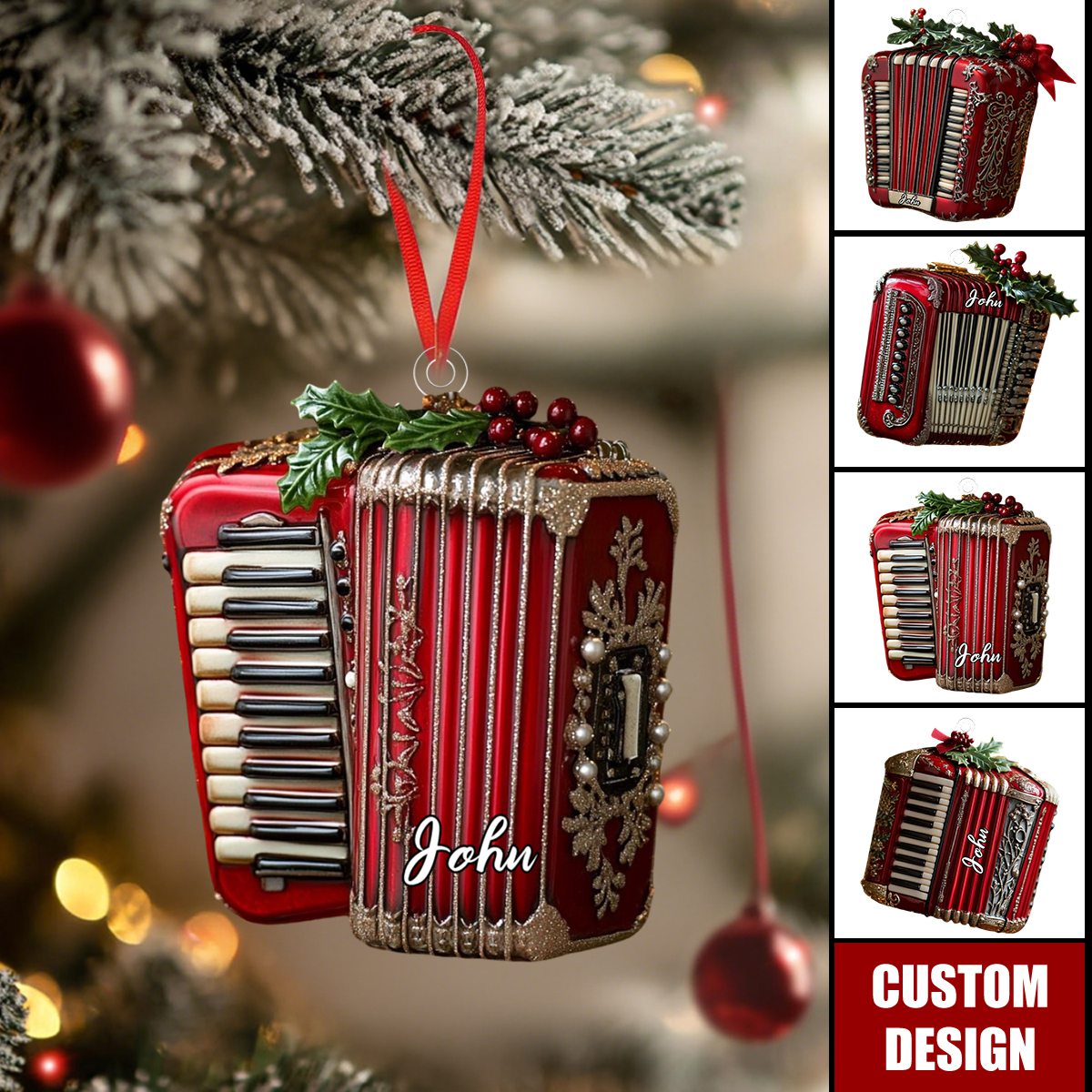 Personalized Accordion Christmas Ornament - Gift For Accordion Players