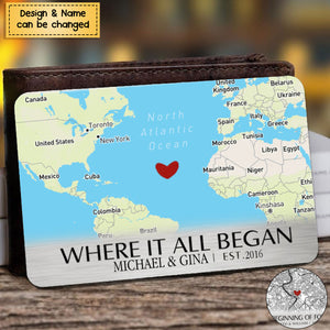 Where It All Began - Couple Personalized Custom Stainless Wallet Card - Gift For Husband Wife, Anniversary