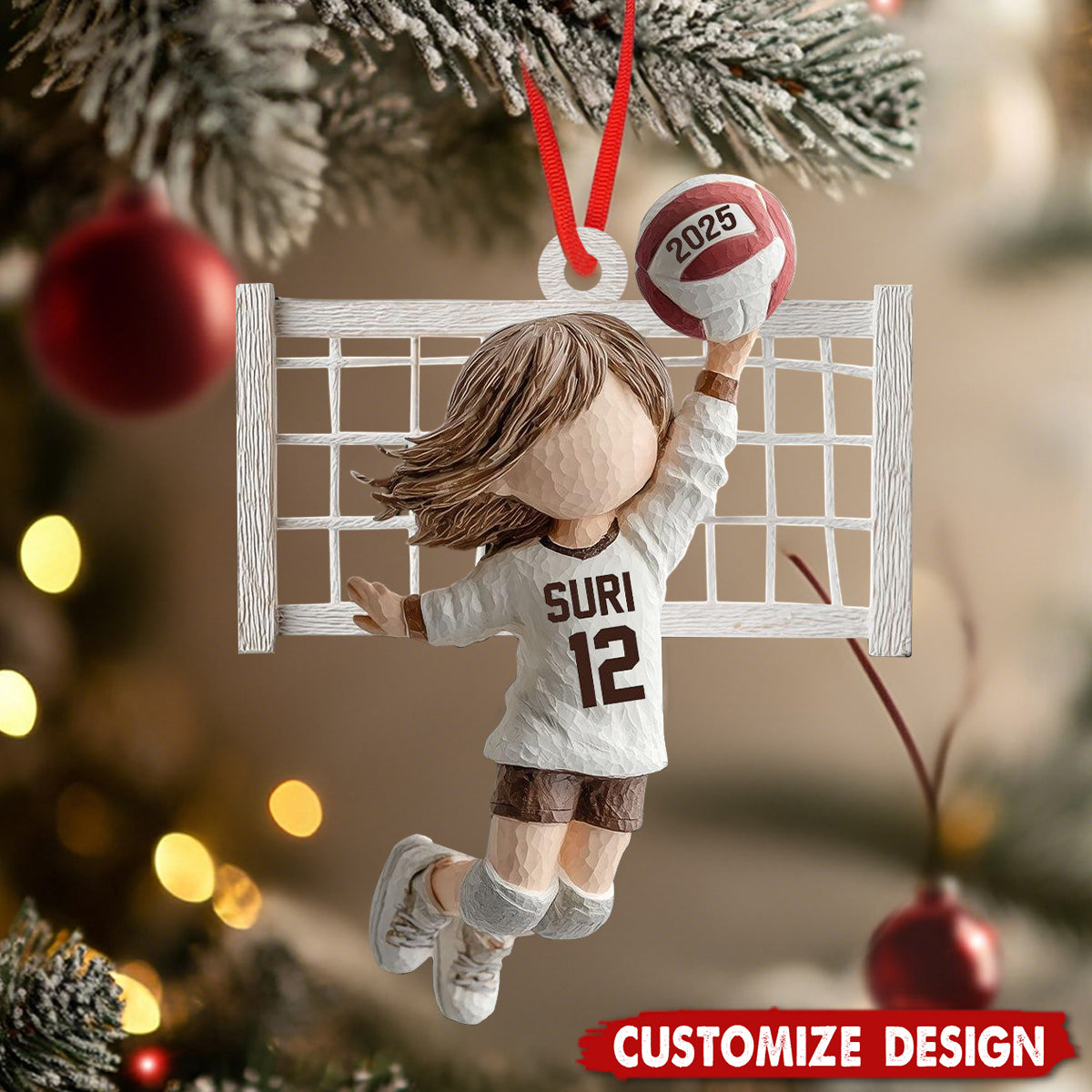 Personalized Volleyball Christmas Ornament - Gift for Girl Volleyball Player