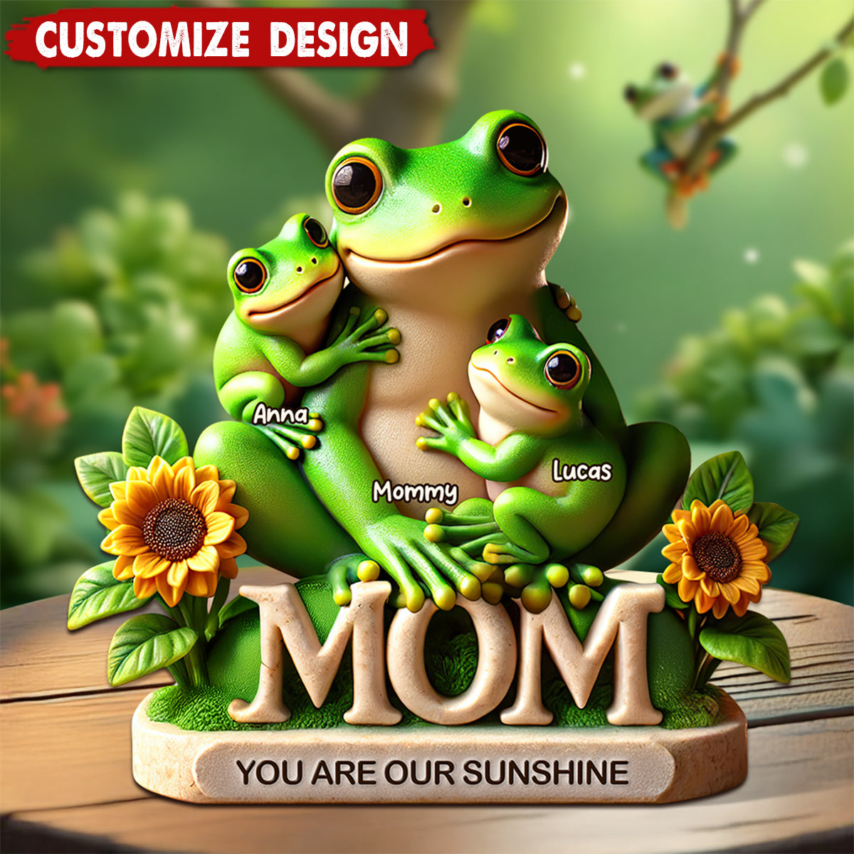 Frog Mom Plaque - Personalized Gift For Mom