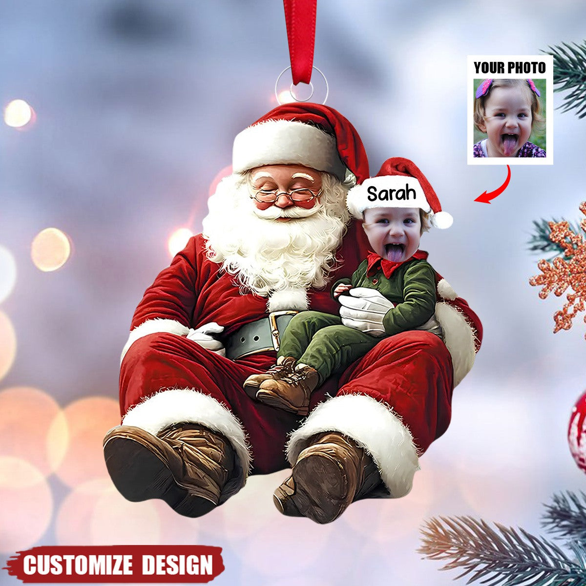 Custom Photo - Personalized Acrylic Family Photo Ornament - 2024 New Release