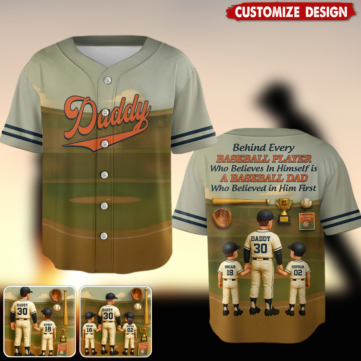 Baseball Dad - Personalized Baseball Baseball Jersey